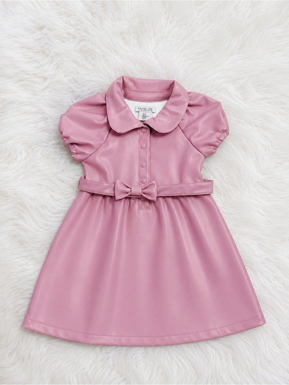 Rachel Zoe Pink Faux Leather Dress with Bow Belt | BRAND NEW